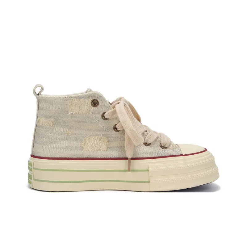 Yobn Anti Slip Wear Resistant High Top Skateboard Shoes Women's Starlight Gold-1