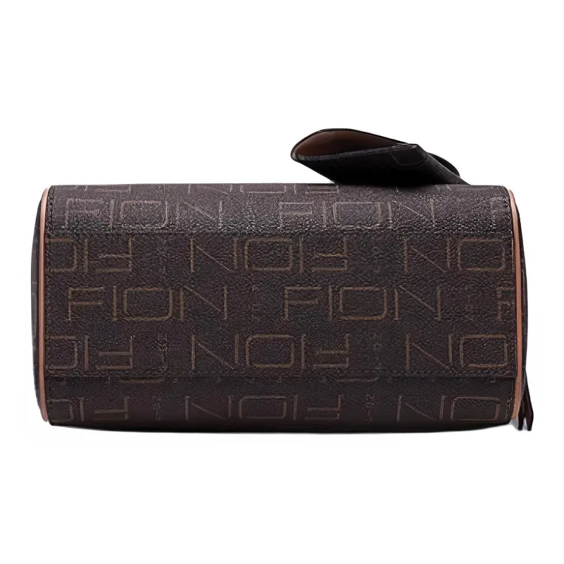 FION PVC Boston Bag Shoulder Bag Crossbody Bag Handbag Small Size Women's Coffee & Camel/Grey & Beige/Brown & Pink-8