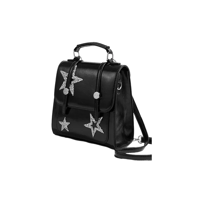 DCLOUD PU Portable Schooling Backpack Women's Silver/Black-18
