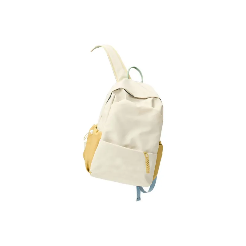 POY Nylon Fabric Backpack Medium Size Unisex Yellow-7