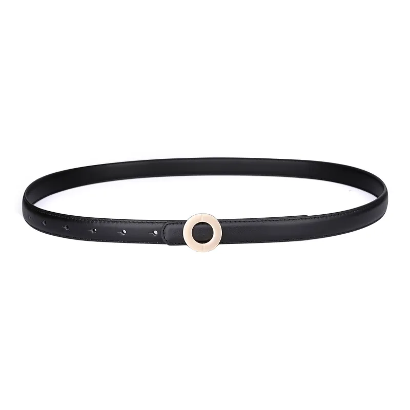 Jaylen Oos Vintage Soft Comfortable With A Luxurious Feel Top Grain Cow Leather Leather Belts Women's Black Width  2cm-4