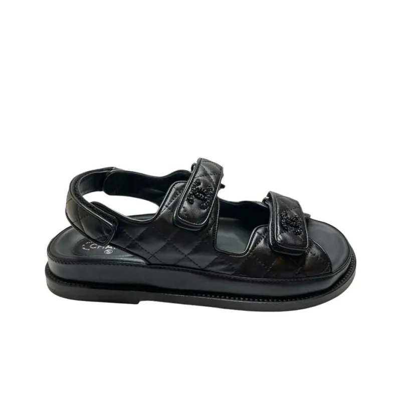 CHANEL One Strap Sandals Women's Black-1