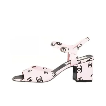 CHANEL Cc 65mm Heeled Sandal Light Pink Leather Women's