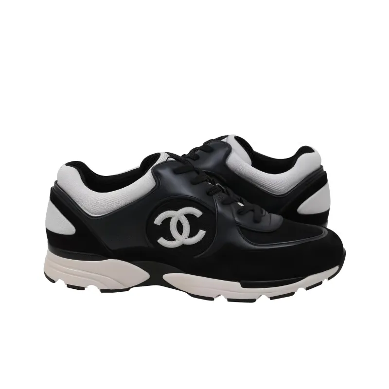 CHANEL Slip Resistant Breathable Low Top Casual Shoes Men's Black White-2