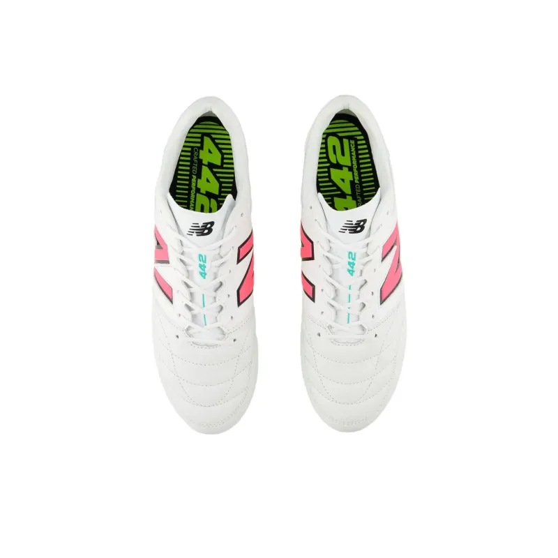 New Balance 442 V2 Pro HG Rubber Short Studs Slip Resistant Soccer Shoes Unisex White-2