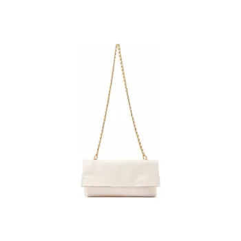 BOB ORE BLUE COLLECTION Patent Leather Crossbody Bag Shoulder Bag Large Size Women's Beige