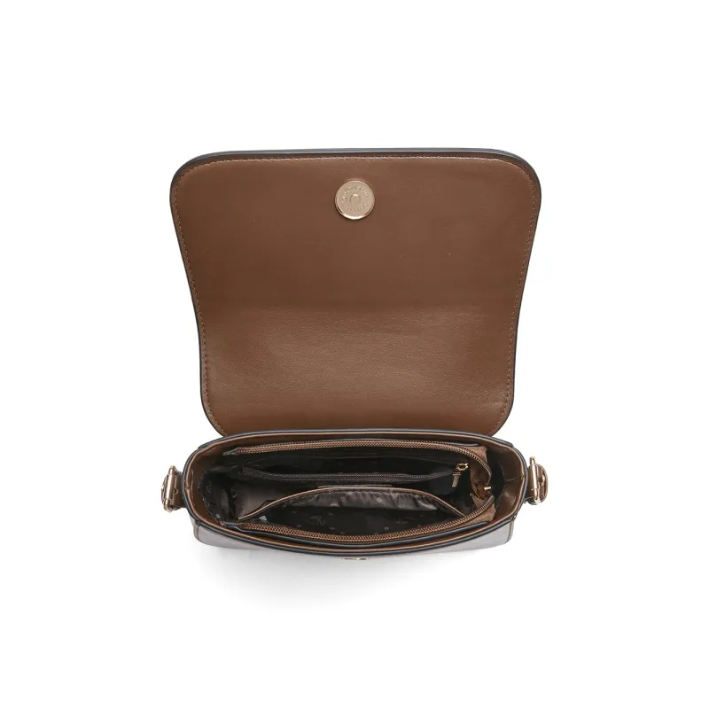 ST&SAT Synthetic Leather Crossbody Bag Shoulder Bag Women's Pitch Black/Brown-7