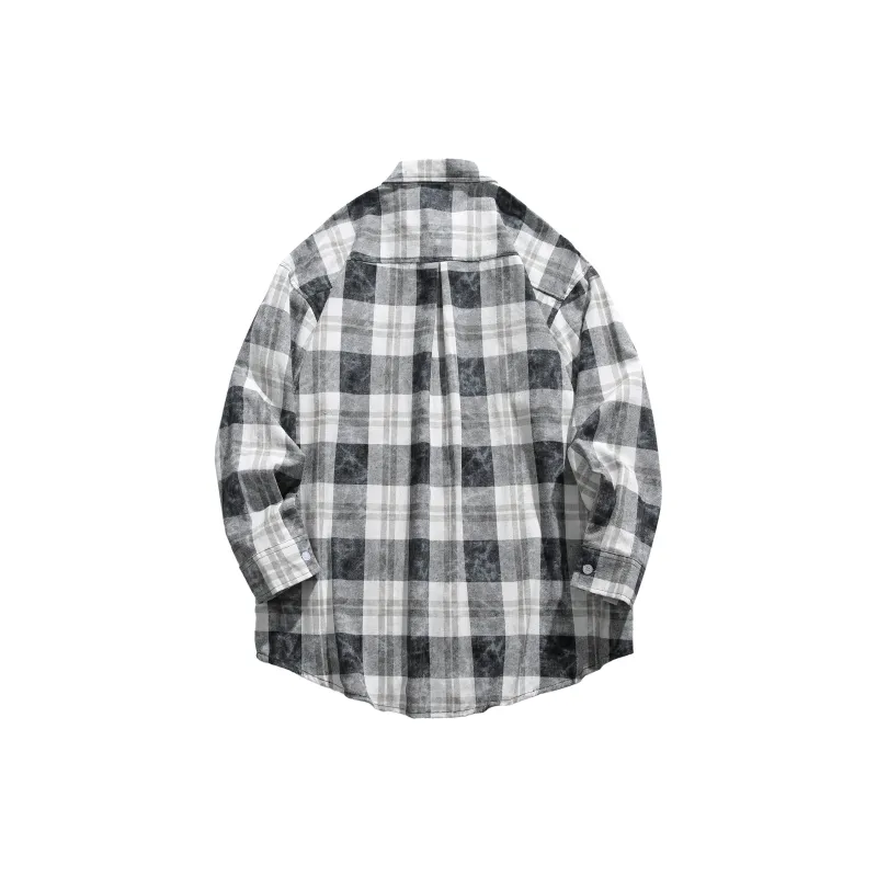 CLOR Shirt Unisex Black White Gray Plaid-1