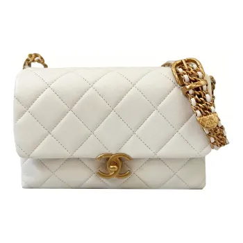 CHANEL Calfskin Shoulder Bag, Crossbody Bag Mini Women's White