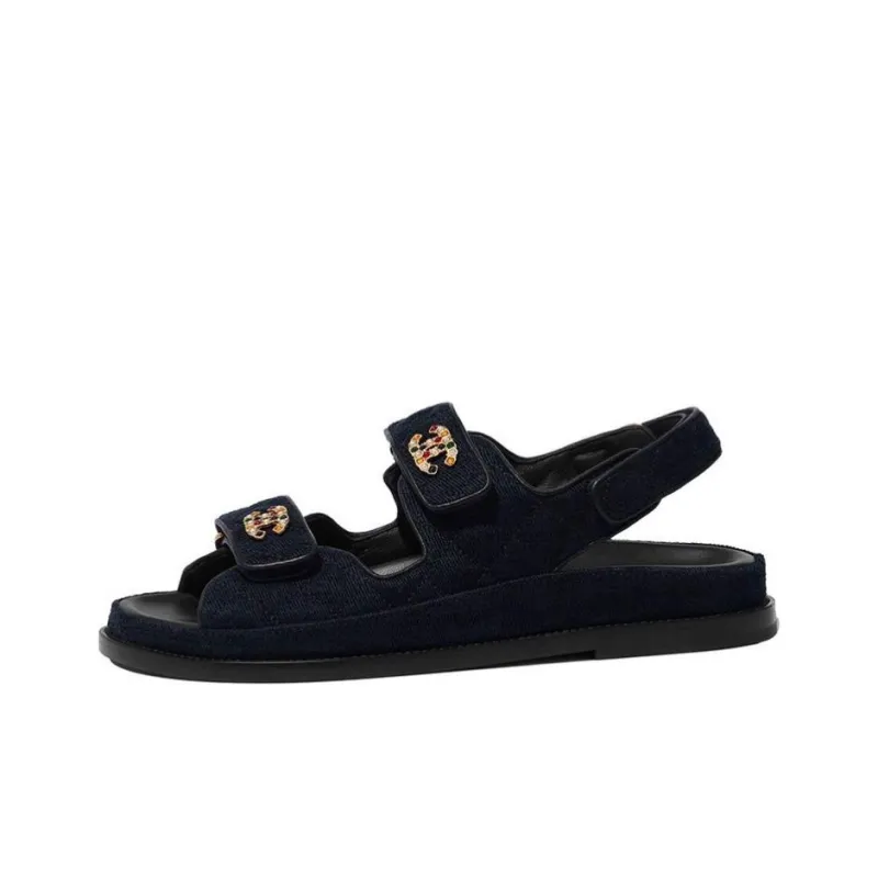 CHANEL Beach Sandals Women's Marine Blue-0