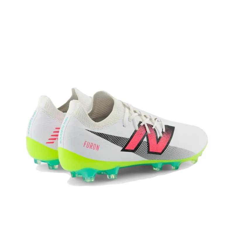 New Balance Furon V7 HG Rubber Short Studs Anti Slip Wear Resistant Soccer Shoes Unisex White-2