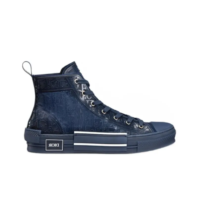 DIOR B23 High Top Blue Raised Oblique-1