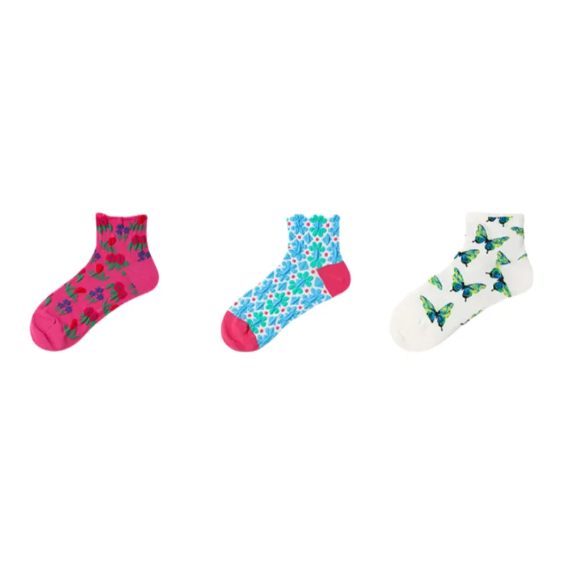 Vine Color Ankle Socks Women's 3 Pack-7
