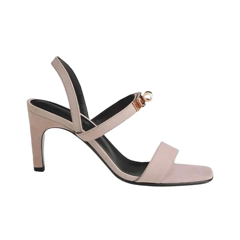 HERMES Glamour One Strap Sandals 7.5cm Women's Pink-1