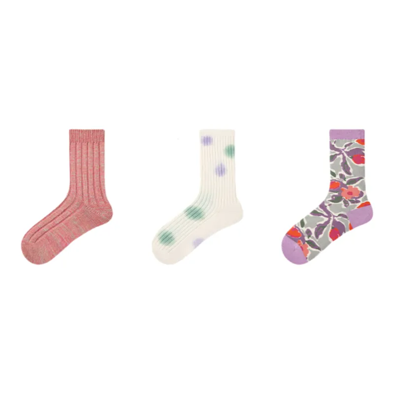 Vine Color Mid Calf Socks Women's 3 Pack-4