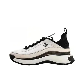 CHANEL Suede Trainer White Black Suede Women's