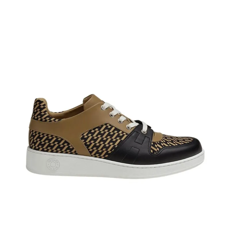 HERMES Low Top Stylish Skateboarding Shoes Men's Brown-1