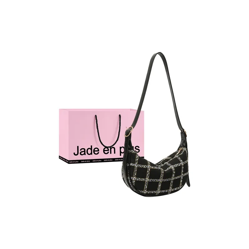 Jade En Plus Canvas Shoulder Bag Regular Women's Black/White-0