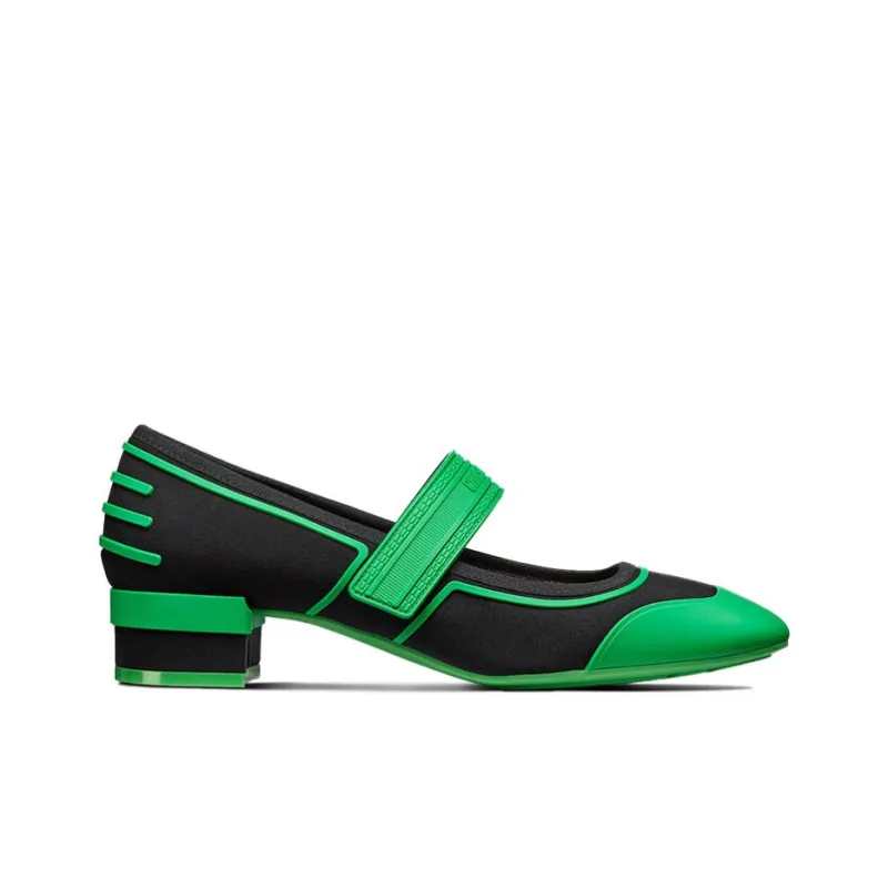 DIOR Roller Block Heel Mary Jane Shoes Women's Black Green-1