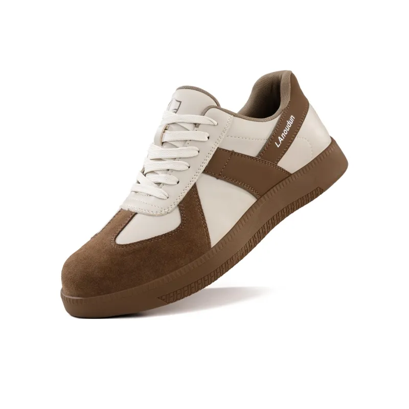 Blue Gull Shield Labor Shoes Trendy Brands Impact Resistant Low Top Outdoor Shoes Unisex White Brown-2