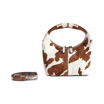 BOB ORE BLUE COLLECTION Cow Leather Handbag Small Size Women's Brown & White