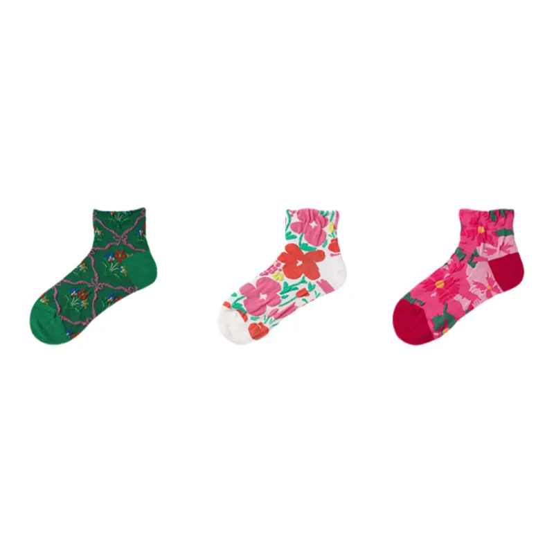 Vine Color Ankle Socks Women's 3 Pack-17