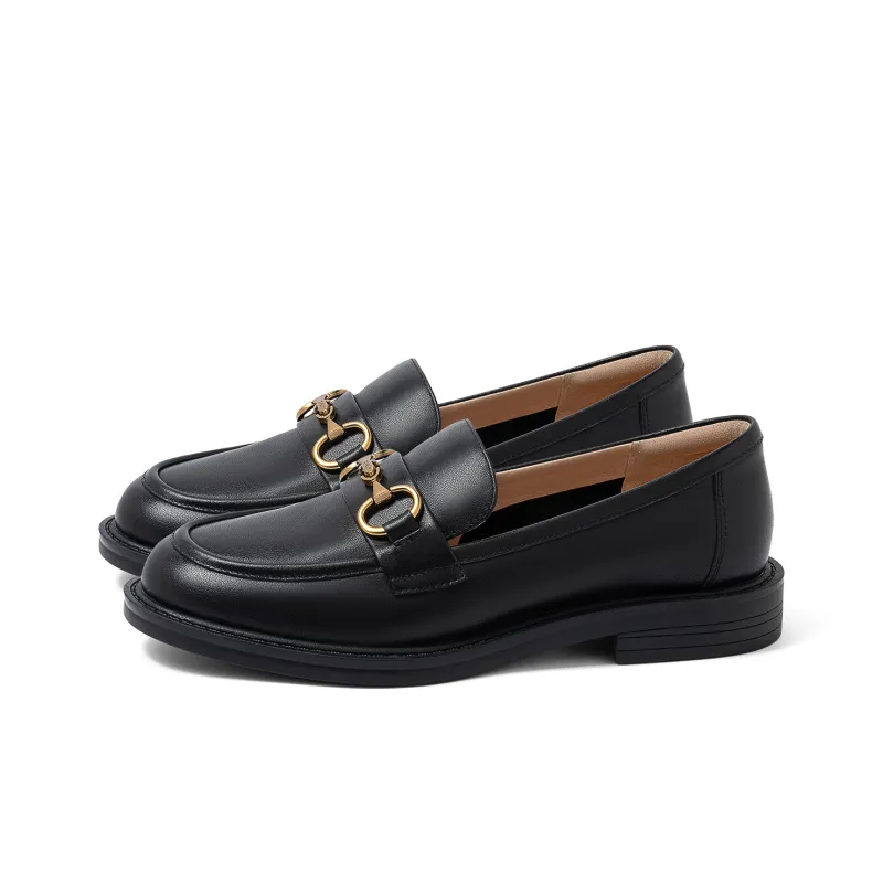 COMELY Loafers Women's Black/Black Crocodile Pattern Leather-2