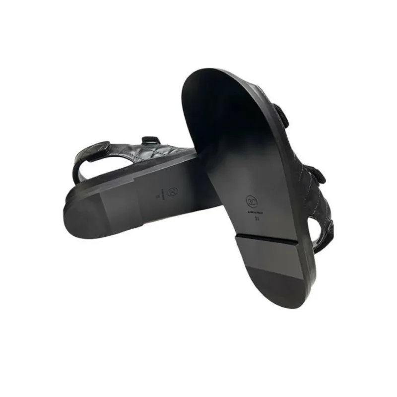 CHANEL One Strap Sandals Women's Black-5
