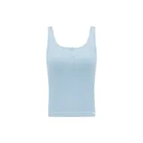 [Hip-Length-Belly-Covering Slimming]Buttons Tank Top-Sky Blue