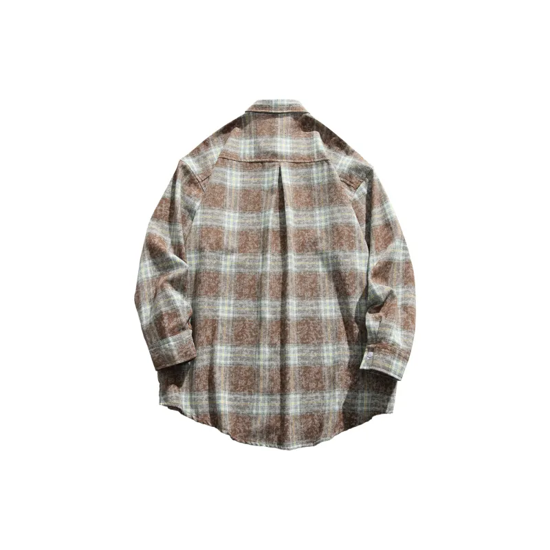 CLOR Shirt Unisex Brown Green Plaid-1