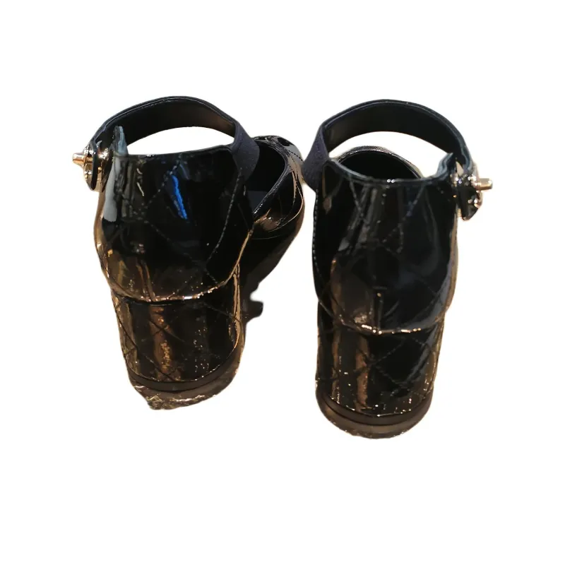 CHANEL Chunky Heel Mary Jane Shoes 5cm Women's Black-3