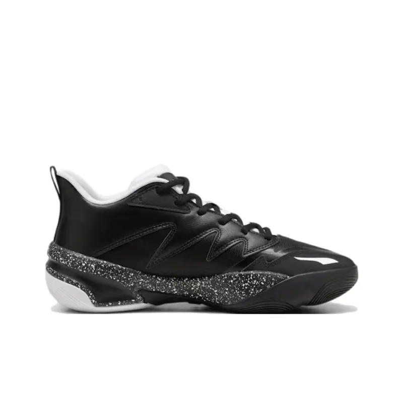 PUMA Genetics Slip Resistant Breathable Lightweight Low Top Basketball Shoes Unisex Black-1
