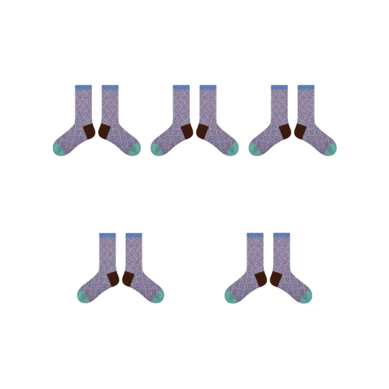 Vine Color Mid Calf Socks Women's 5 Pack-12