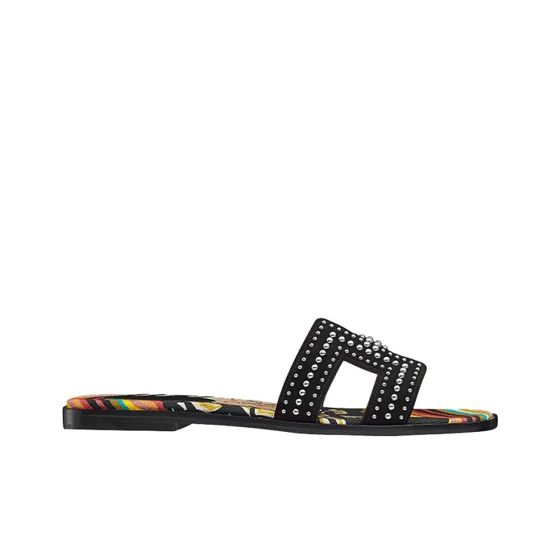 HERMES Oran Stylish Sandals Women's Black Stud-1