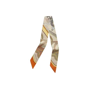 HERMES Silk Silk Scarves Unisex Beige/Orange/Yellow