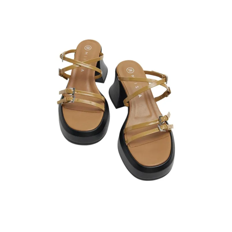 MIISTA Slide Slippers 8cm Women's Beige-3