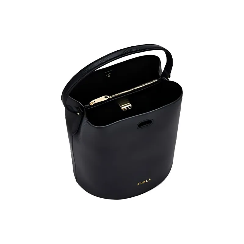 Furla Cow Leather Bucket Bags Crossbody Bag Shoulder Bag Women's Black-3