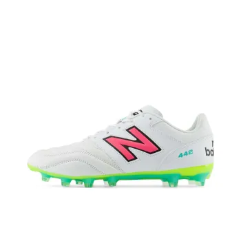 New Balance 442 V2 HG Rubber Short Studs Anti Slip Wear Resistant Soccer Shoes Unisex White Green