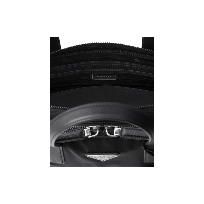 PRADA Recycled Nylon Briefcase Men's Black-3
