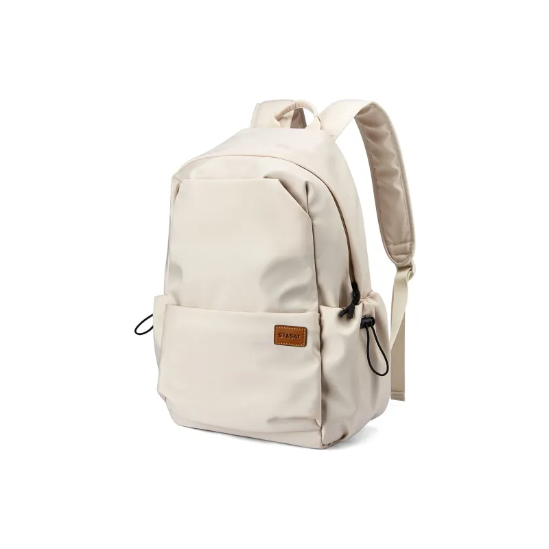 ST&SAT Fabric With Synthetic Leather Travel Backpack Regular Unisex Black/White-7