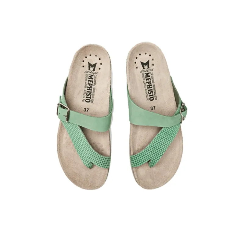 MEPHISTO Rubber Sole Abrasion-Resistant Flip Flops Women's Grass Green-3