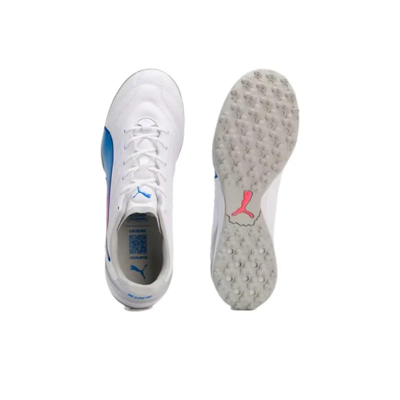 PUMA King Pro Slip-Resistant Soccer Shoes Men's White Blue-3