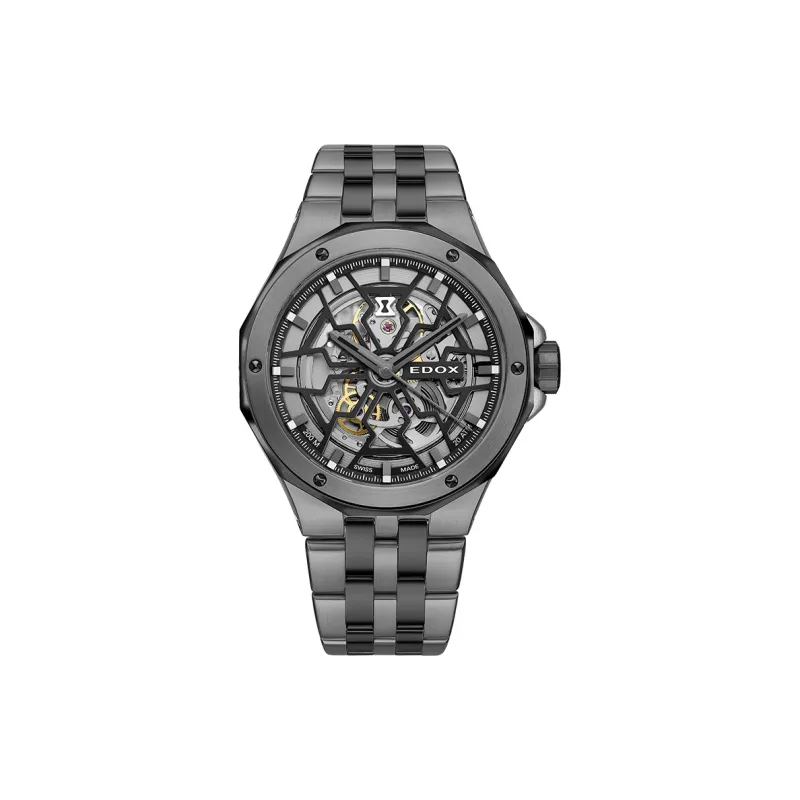 EDOX Automatic Mechanical Movement Men's Watches Watch Cut Out Dial-0