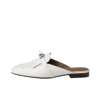 HERMES Oz Wrap toe Slippers Women's White