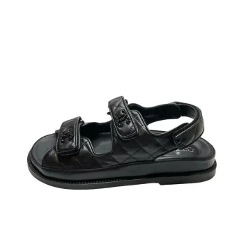 CHANEL One Strap Sandals Women's Black