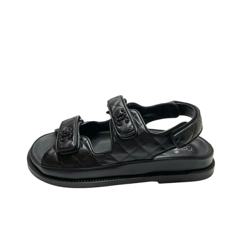CHANEL One Strap Sandals Women's Black-0
