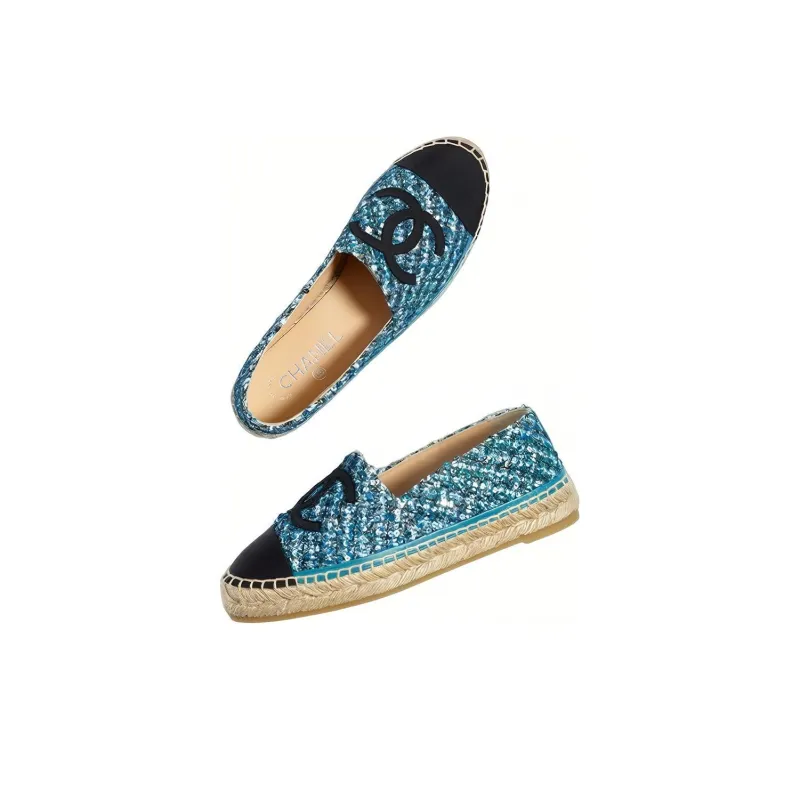 CHANEL Espadrilles Casual Shoes Women's Blue-3