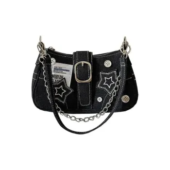 Carksky Denim Shoulder Bag Crossbody Bag Women's Black