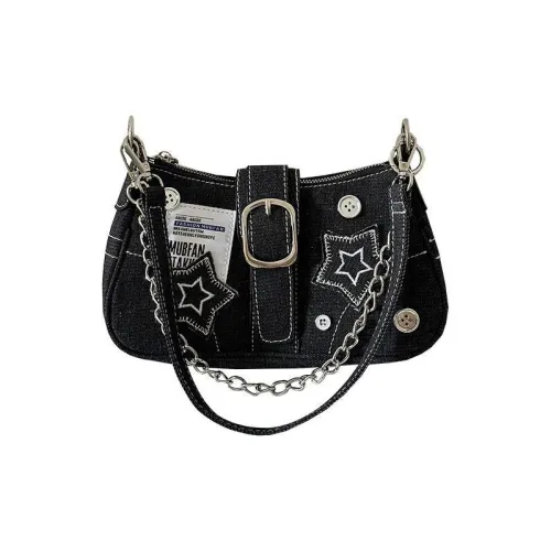 Carksky Denim Shoulder Bag Crossbody Bag Women's Black
