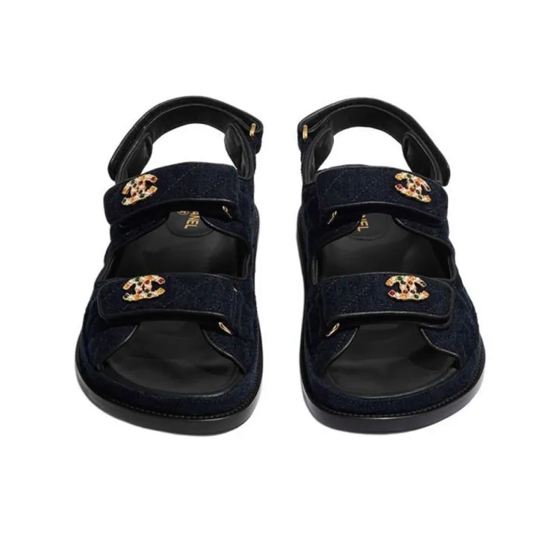 CHANEL Beach Sandals Women's Marine Blue-3